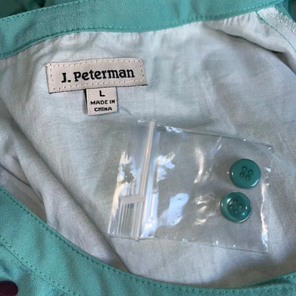 J. Peterman Aqua/Turquoise Button-Front Midi Dress - Picture 9 of 9
